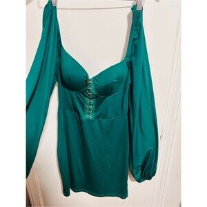 Y2K Emerald Green Long Sleeve Mini Dress